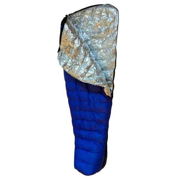 A sleeping bag with Aluminum Dyneema by Gryphon Gear. Photo by Gryphon Gear