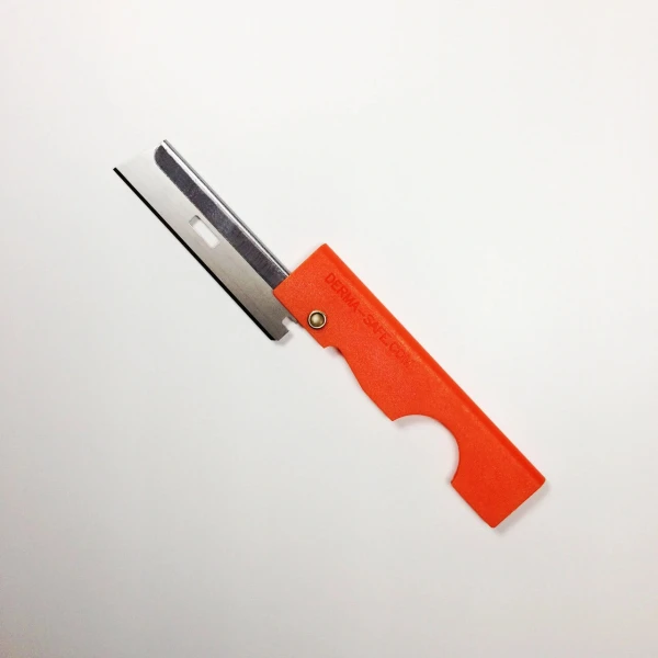 Folding razor blade gets it done.